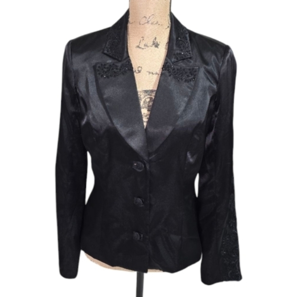 CACHET Vintage Beaded‎ Elegant Black Women's Jacket Size 8